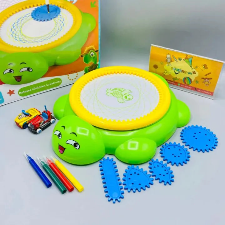 Spin’N Turtle Spiral Doodler Spinning Drawing Surface With Fun Spiral Designer Spirograph Set For Kids